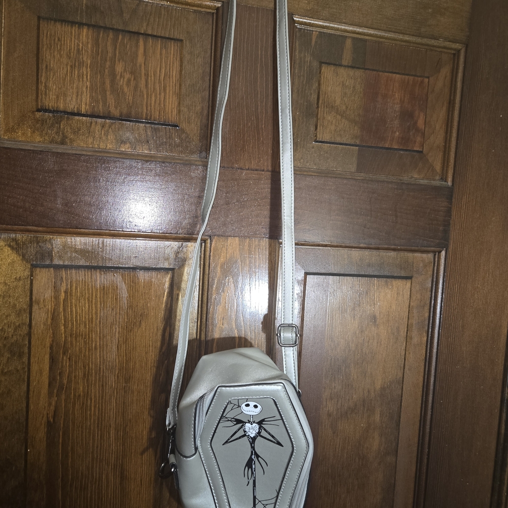 Gray Coffin-Shaped Crossbody Bag